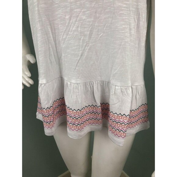 NWT Women's Neiman Marcus White Embroidered Tassel Tie Top Sz Large - Picture 6 of 10